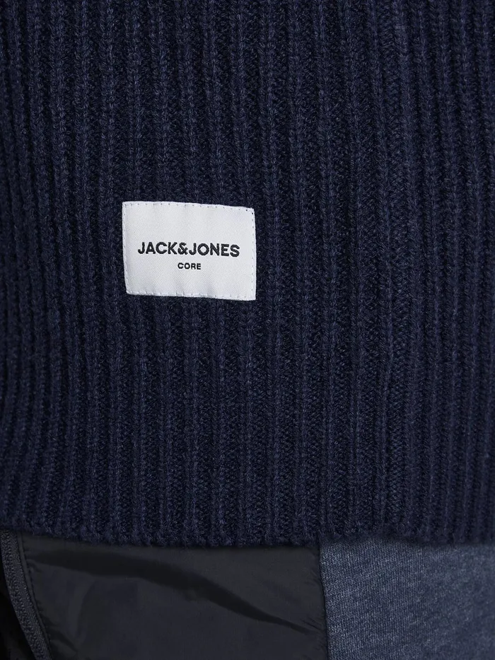 Knitwear JACK and JONES Mens TEXTURED CREW NECK KNITTED PULLOVER Blue Navy Blazer On Sale