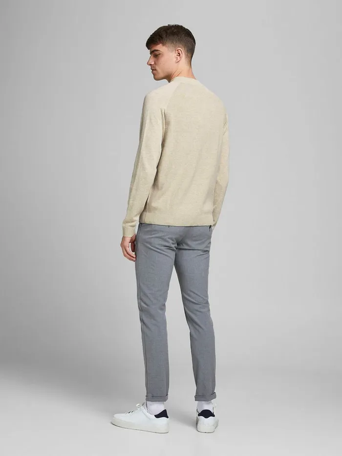 Knitwear JACK and JONES Mens TEXTURED KNITTED PULLOVER Beige Oatmeal Popular
