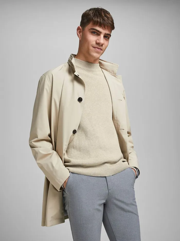 Knitwear JACK and JONES Mens TEXTURED KNITTED PULLOVER Beige Oatmeal Popular