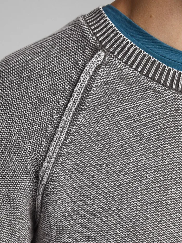 Knitwear JACK and JONES Mens TEXTURED KNITTED PULLOVER Grey Black For Sale