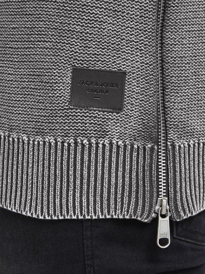 Knitwear JACK and JONES Mens TEXTURED KNITTED PULLOVER Grey Black For Sale