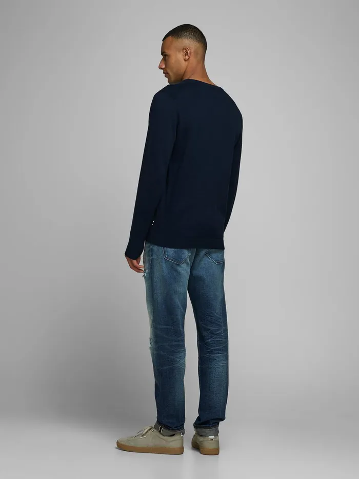 Knitwear JACK and JONES Mens VNECK KNITTED PULLOVER Blue Navy Blazer Gift Ideas