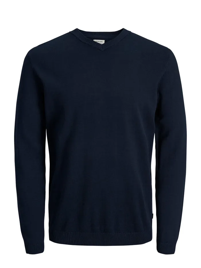 Knitwear JACK and JONES Mens VNECK KNITTED PULLOVER Blue Navy Blazer Gift Ideas