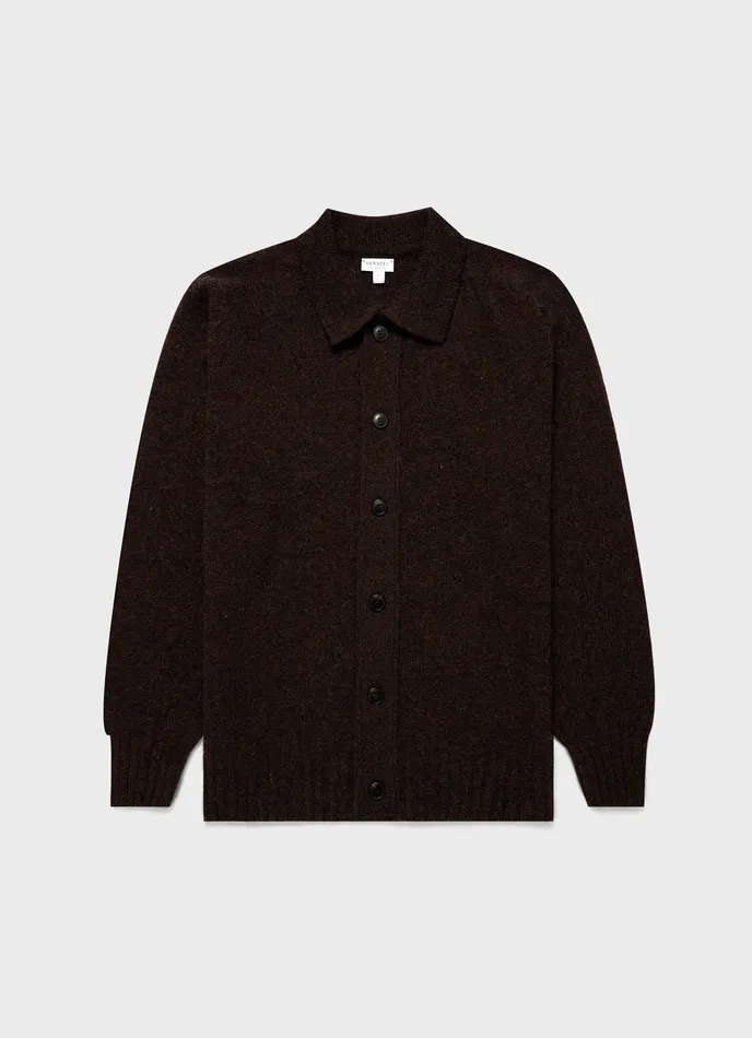 Knitwear Men ussunspel Shetland Cardigan Dark Green Melange