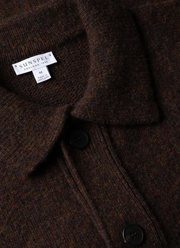 Knitwear Men ussunspel Shetland Cardigan Dark Green Melange Knitwear Men ussunspel Shetland Cardigan Dark Green Melange