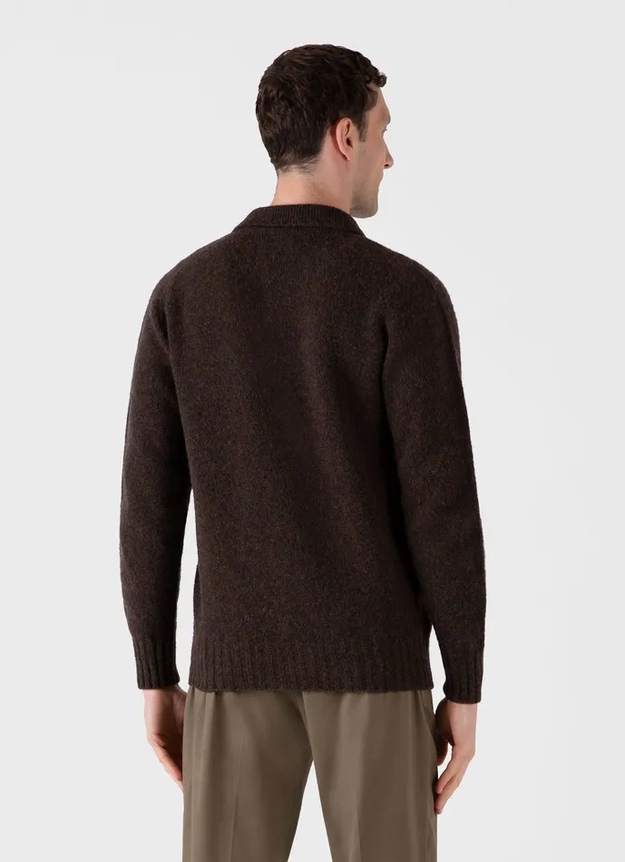 Knitwear Men ussunspel Shetland Cardigan Dark Green Melange Knitwear Men ussunspel Shetland Cardigan Dark Green Melange