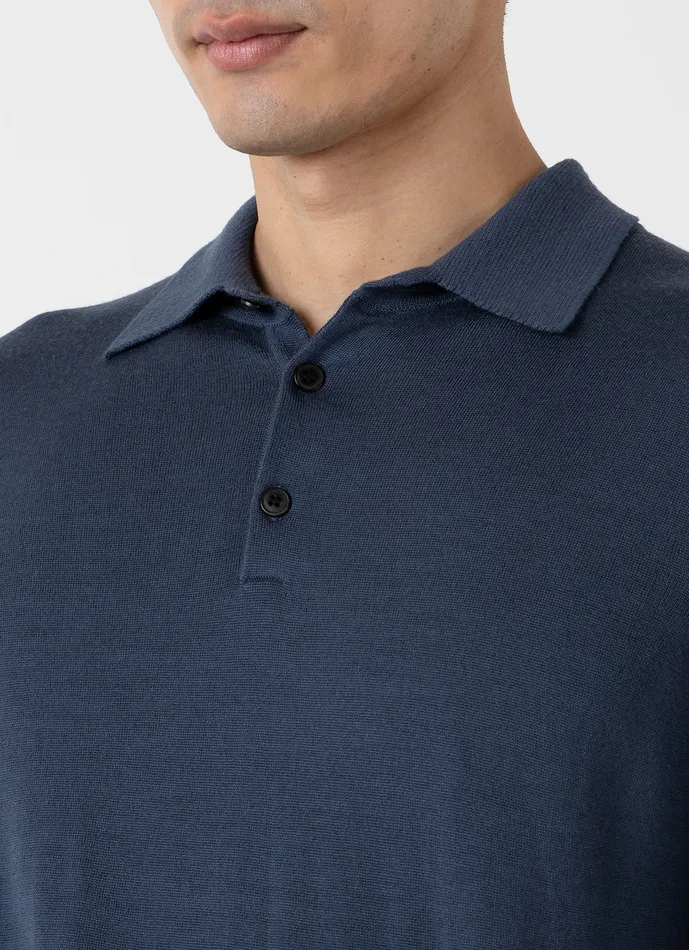 Knitwear ussunspel Men ExtraFine Merino Polo Shirt Slate Blue Knitwear ussunspel Men ExtraFine Merino Polo Shirt Slate Blue