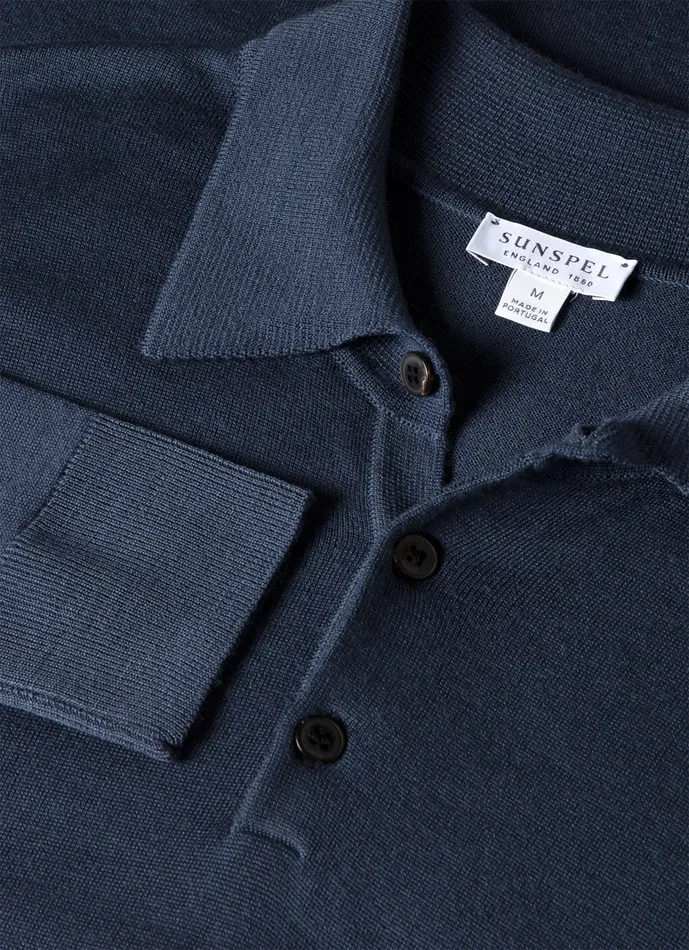 Knitwear ussunspel Men ExtraFine Merino Polo Shirt Slate Blue Knitwear ussunspel Men ExtraFine Merino Polo Shirt Slate Blue