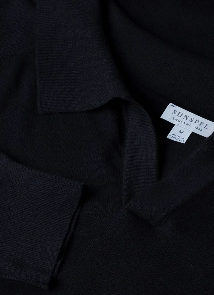 Knitwear ussunspel Men Sea Island Cashmere Polo Shirt Midnight Navy Knitwear ussunspel Men Sea Island Cashmere Polo Shirt Midnight Navy