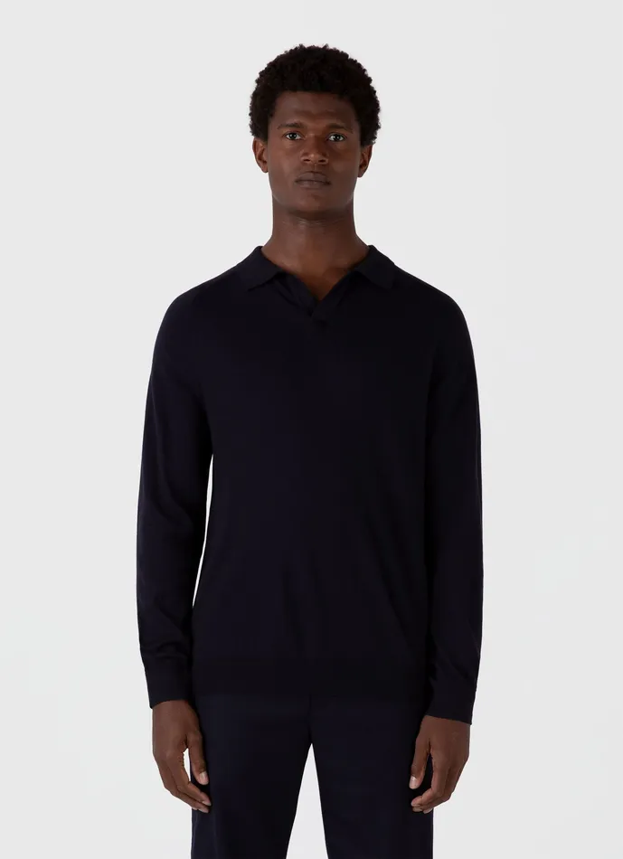 Knitwear ussunspel Men Sea Island Cashmere Polo Shirt Midnight Navy Knitwear ussunspel Men Sea Island Cashmere Polo Shirt Midnight Navy
