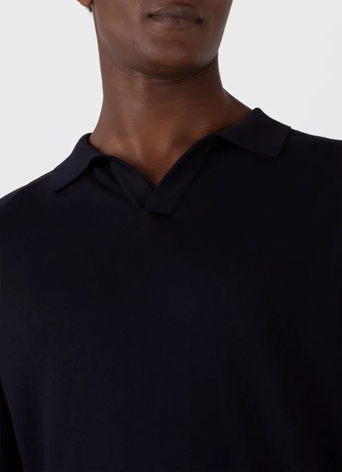 Knitwear ussunspel Men Sea Island Cashmere Polo Shirt Midnight Navy Knitwear ussunspel Men Sea Island Cashmere Polo Shirt Midnight Navy