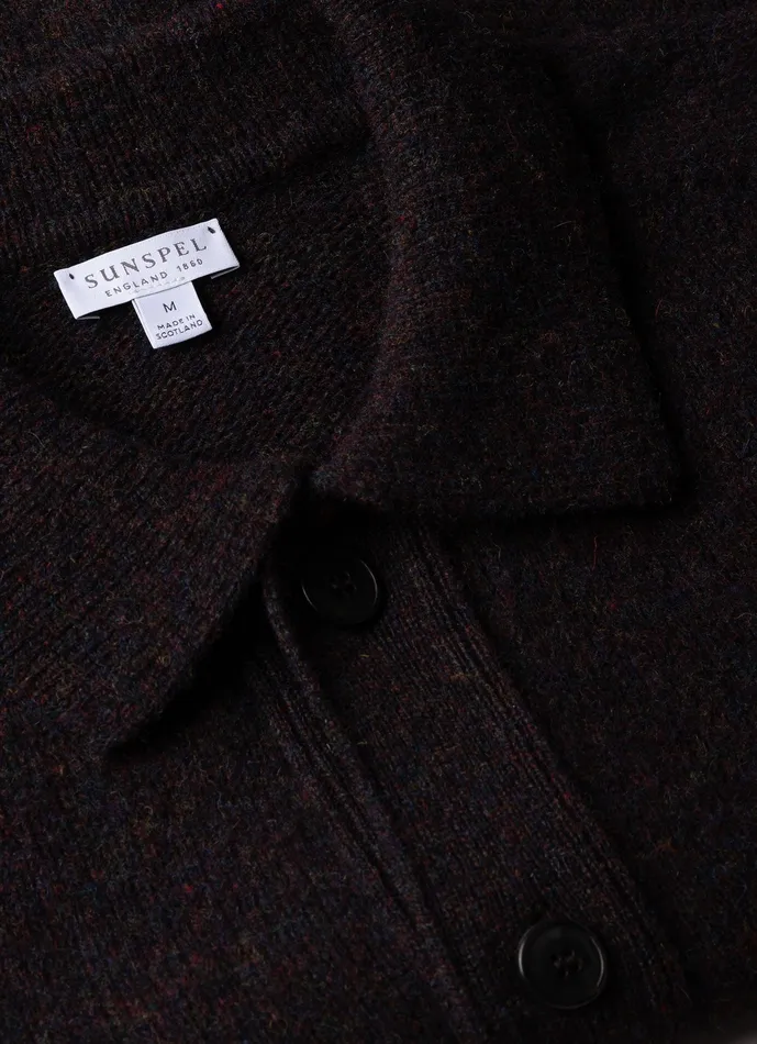 Knitwear ussunspel Men Shetland Cardigan Midnight Melange Knitwear ussunspel Men Shetland Cardigan Midnight Melange