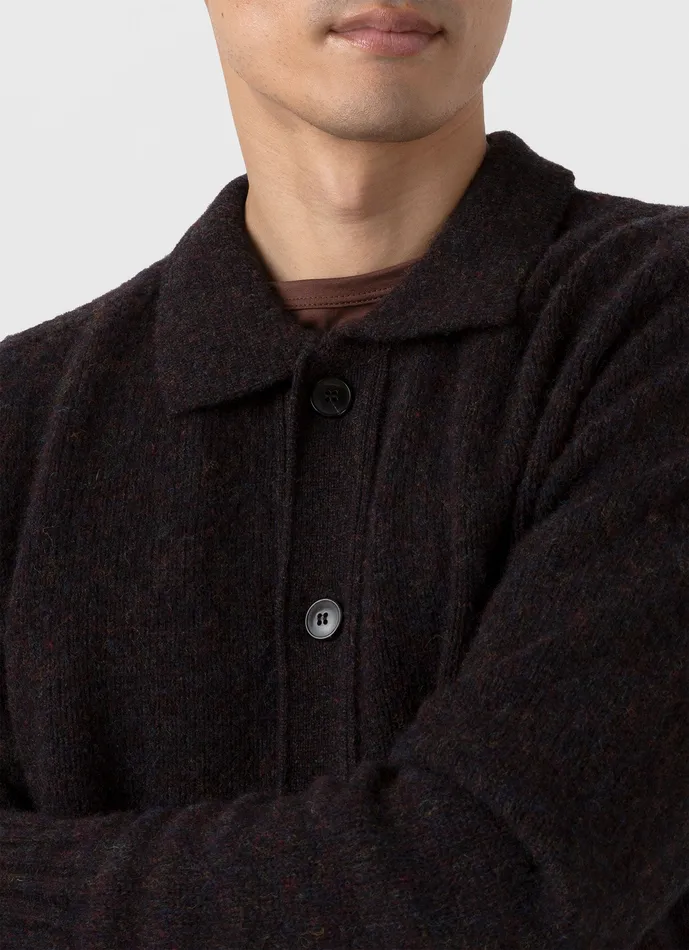 Knitwear ussunspel Men Shetland Cardigan Midnight Melange Knitwear ussunspel Men Shetland Cardigan Midnight Melange