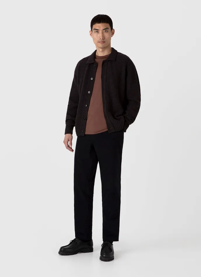 Knitwear ussunspel Men Shetland Cardigan Midnight Melange Knitwear ussunspel Men Shetland Cardigan Midnight Melange