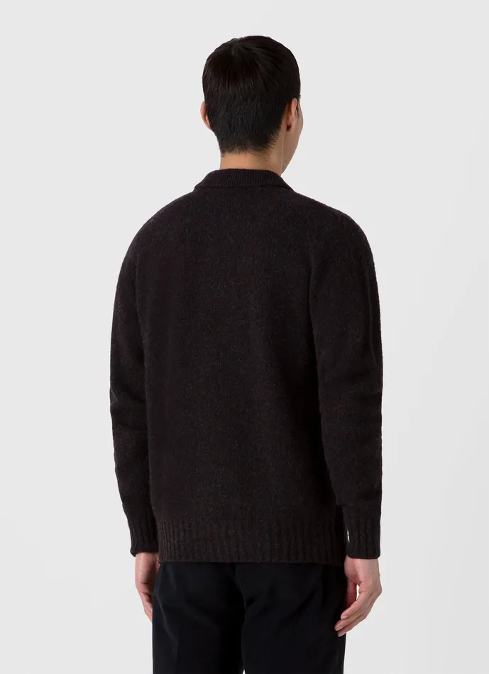 Knitwear ussunspel Men Shetland Cardigan Midnight Melange Knitwear ussunspel Men Shetland Cardigan Midnight Melange