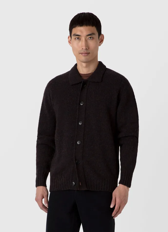 Knitwear ussunspel Men Shetland Cardigan Midnight Melange Knitwear ussunspel Men Shetland Cardigan Midnight Melange