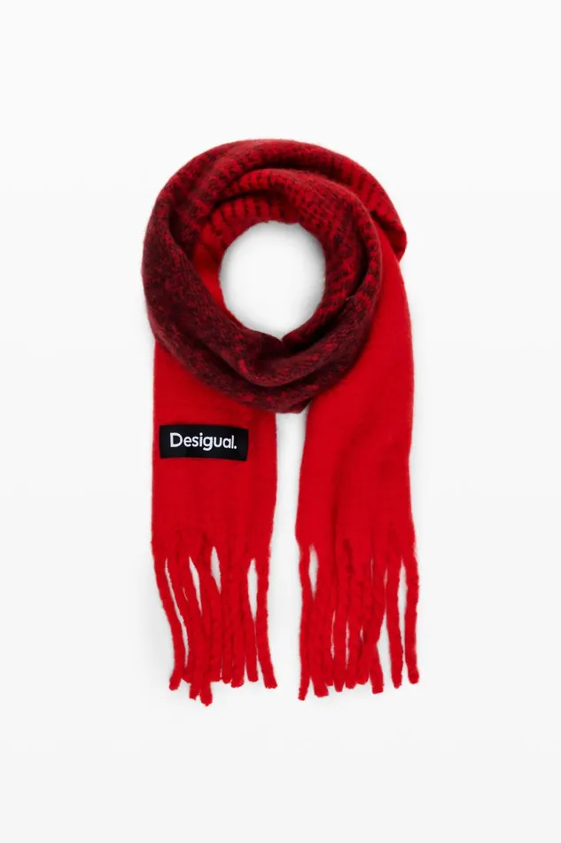 Knitwear Women Desigual Fringed Scarf Red