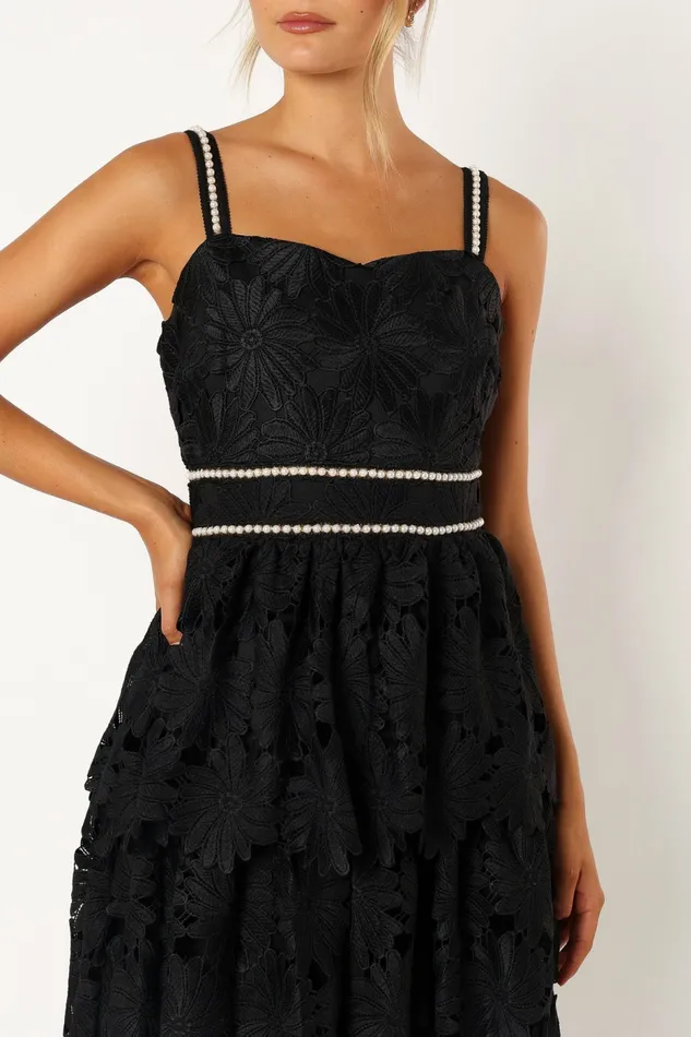 Knox Tiered Midi Dress Black Event Dresses Petal and Pup Women