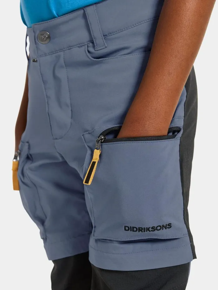 Kotten Kids039 ZippOff Pants True Blue Kids Didriksons Waterproof Trousers