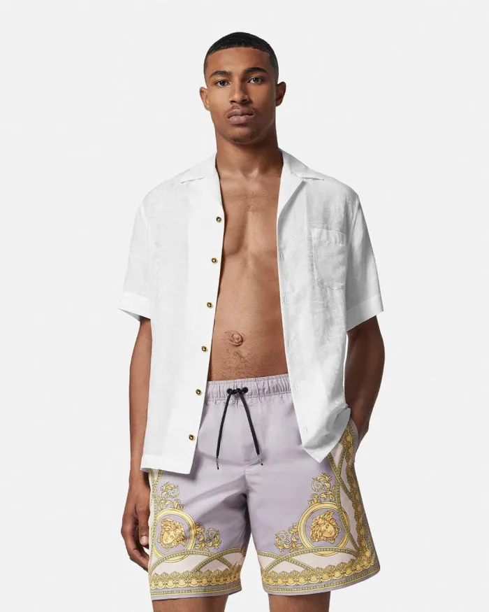 La Coupe Des Dieux Boardshorts Grayprint Men Versace Swimwear