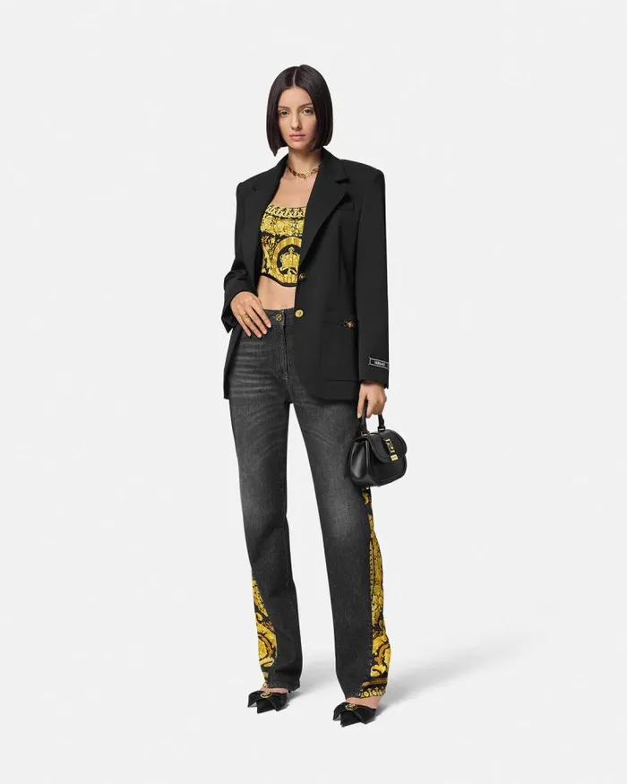 La Coupe Des Dieux Corset Top Blackprint Women Versace Shirts and Tops