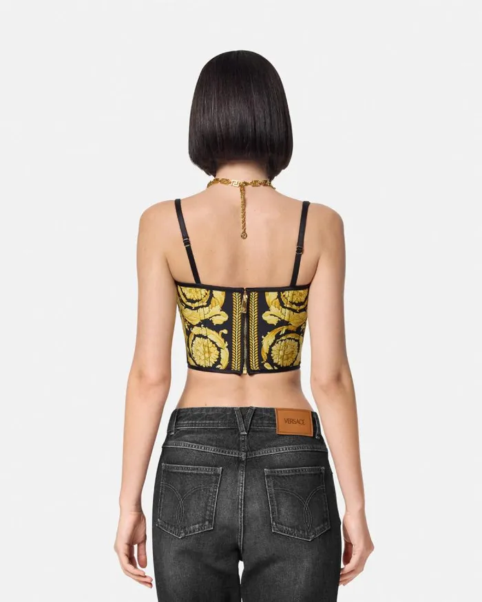 La Coupe Des Dieux Corset Top Blackprint Women Versace Shirts and Tops