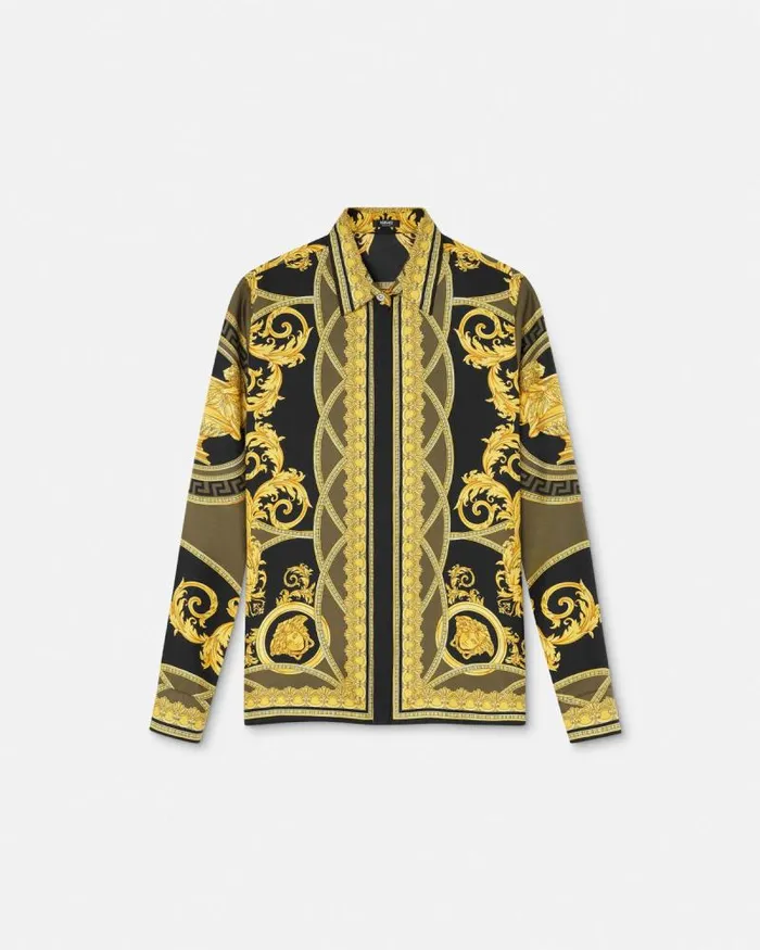 La Coupe Des Dieux Silk Shirt Blackprint Women Versace Shirts and Tops