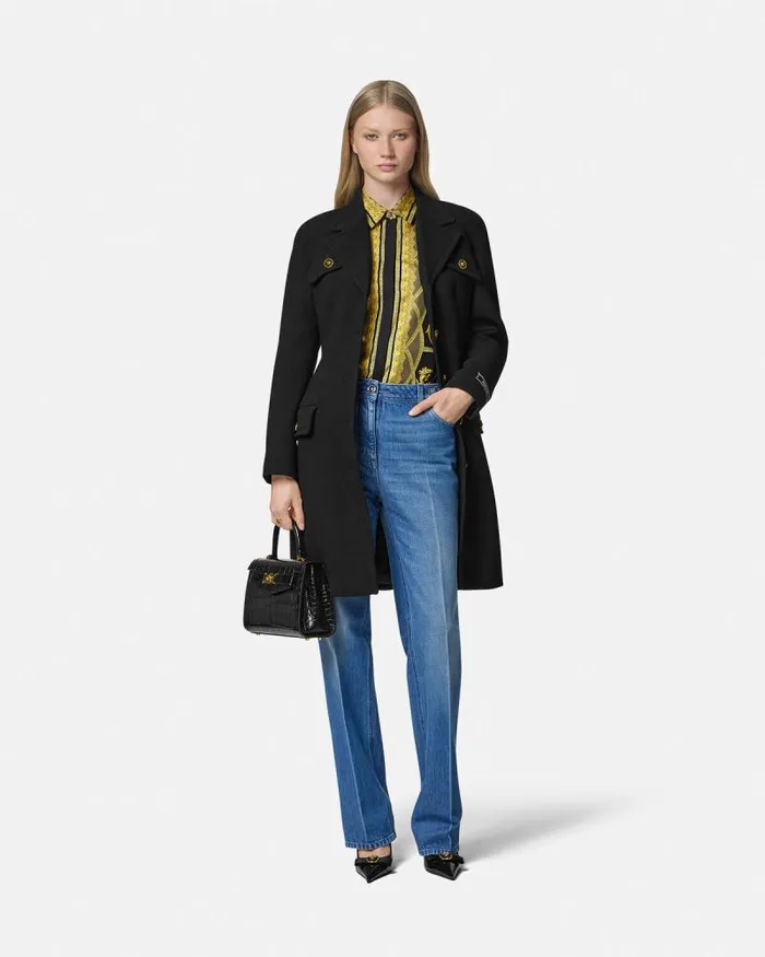 La Coupe Des Dieux Silk Shirt Blackprint Women Versace Shirts and Tops