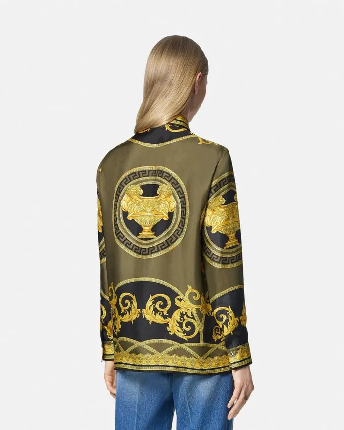 La Coupe Des Dieux Silk Shirt Blackprint Women Versace Shirts and Tops