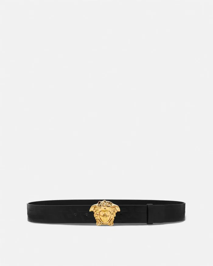 La Medusa Greca Leather Belt 4 Cm Blackgold Men Versace Belts