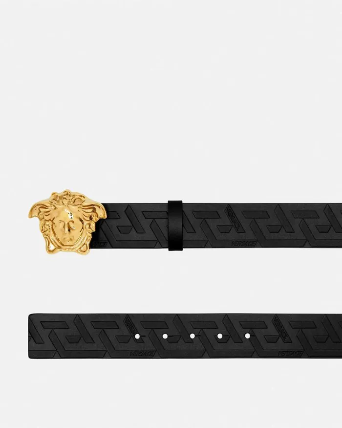 La Medusa Greca Leather Belt 4 Cm Blackgold Men Versace Belts