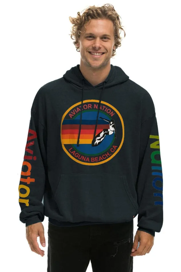 Laguna Beach Relaxed Pullover Hoodie 8211 Charcoal WomenMen Aviator Nation Hoodies