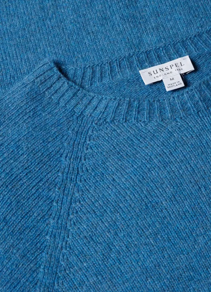 Lambswool Crew Neck Jumper Blue Men SUNSPEL Knitwear