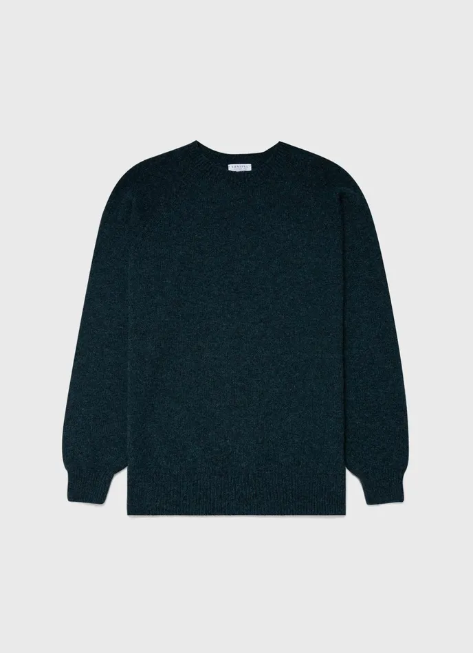Lambswool Crew Neck Jumper Peacock Men SUNSPEL Knitwear