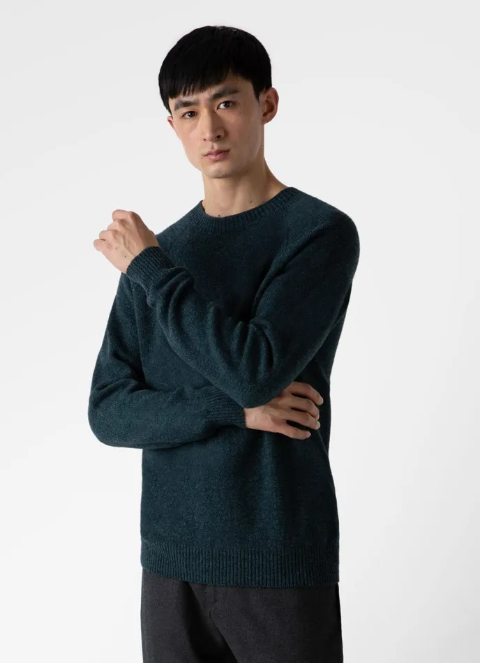 Lambswool Crew Neck Jumper Peacock Men SUNSPEL Knitwear