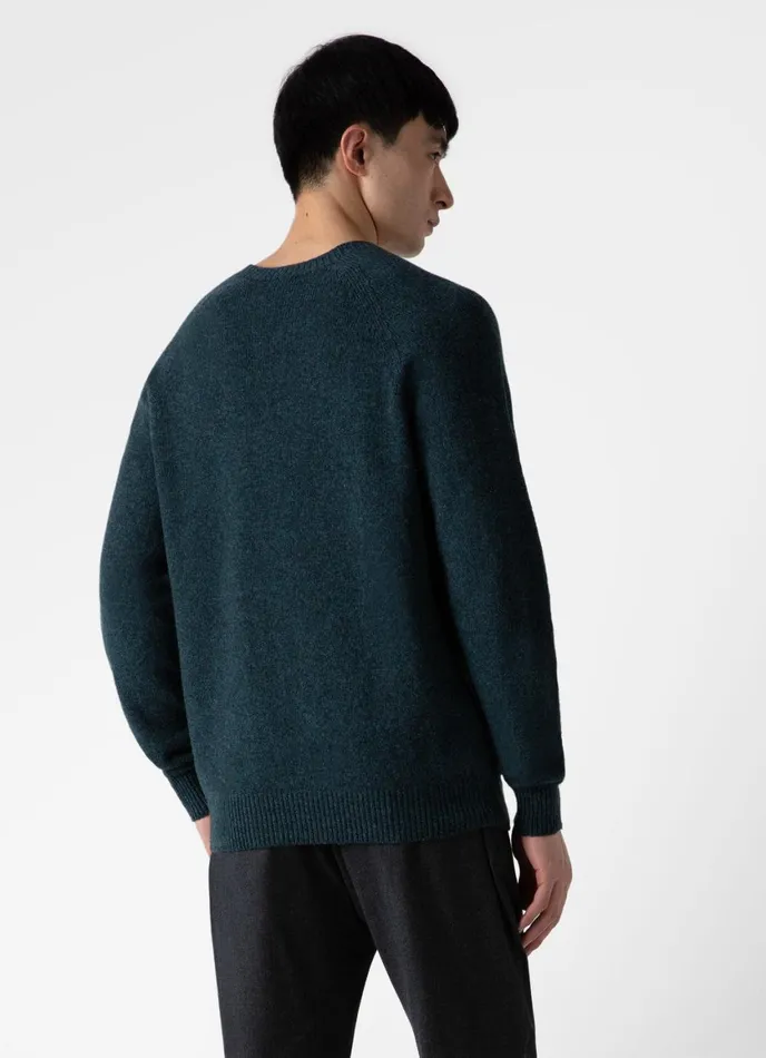 Lambswool Crew Neck Jumper Peacock Men SUNSPEL Knitwear