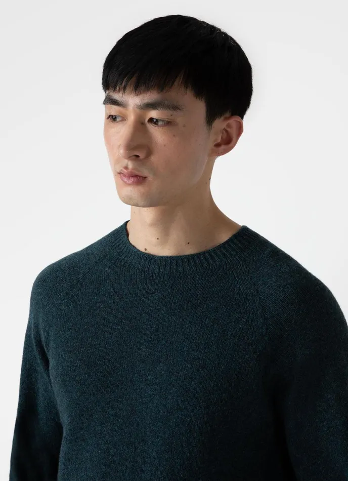 Lambswool Crew Neck Jumper Peacock Men SUNSPEL Knitwear