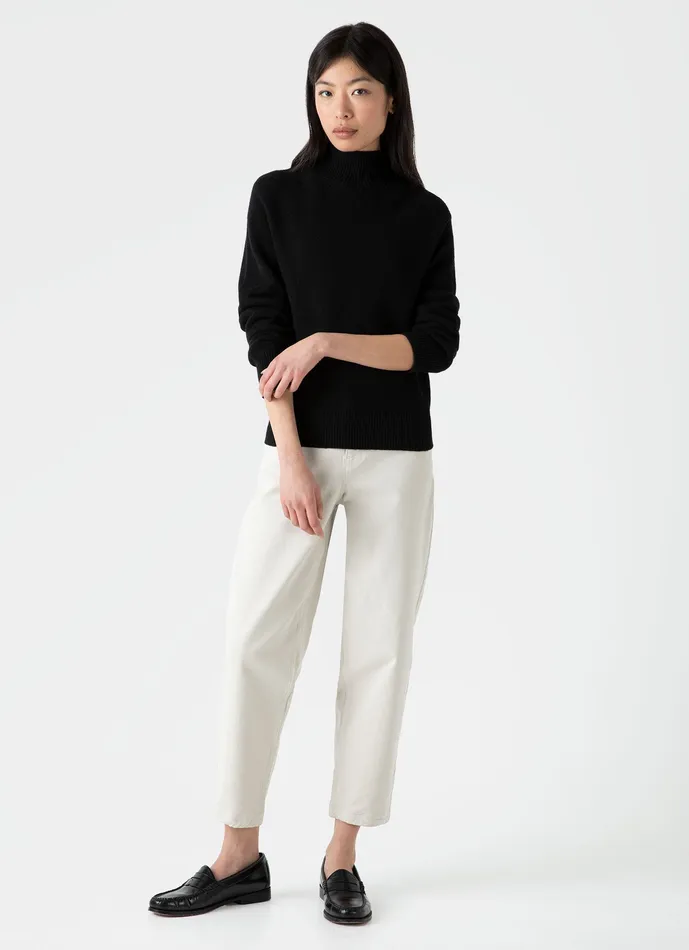 Lambswool Funnel Neck Jumper Black Knitwear ussunspel Women Lambswool Funnel Neck Jumper Black Knitwear ussunspel Women