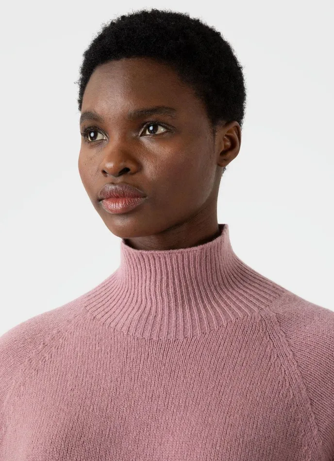 Lambswool Funnel Neck Jumper Vintage Pink Women SUNSPEL Knitwear