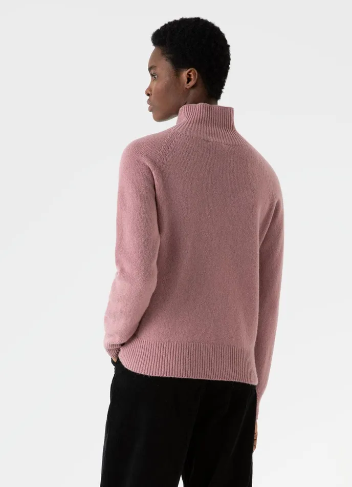 Lambswool Funnel Neck Jumper Vintage Pink Women SUNSPEL Knitwear