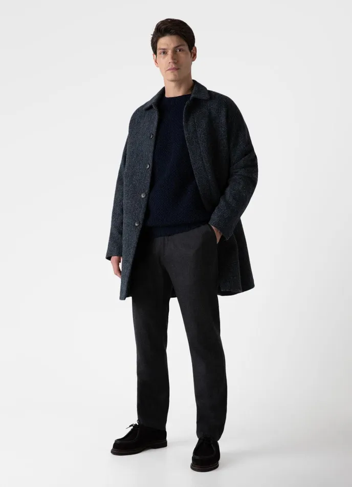 Lambswool Textured Jumper Bright Navy Twist Men SUNSPEL Knitwear