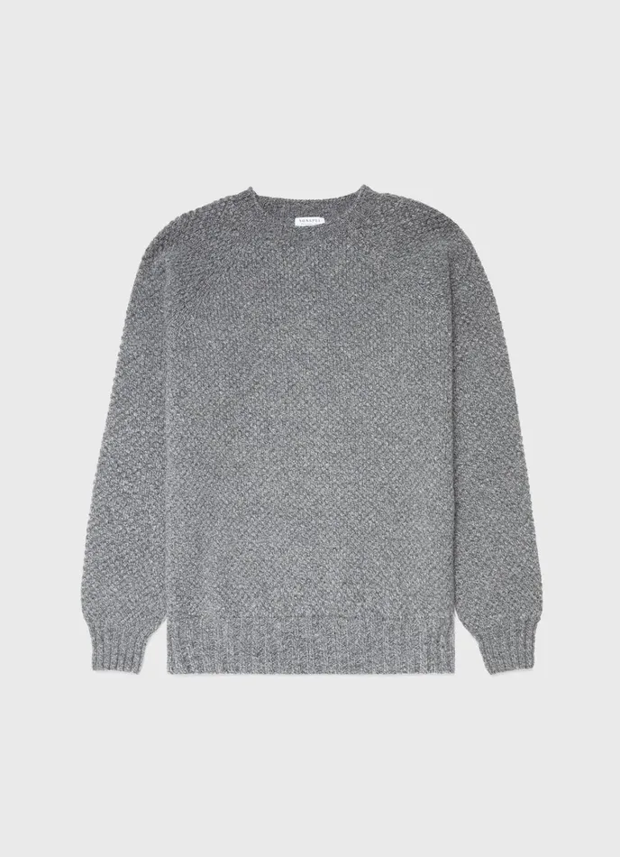 Lambswool Textured Jumper Mid Grey Twist Men SUNSPEL Knitwear
