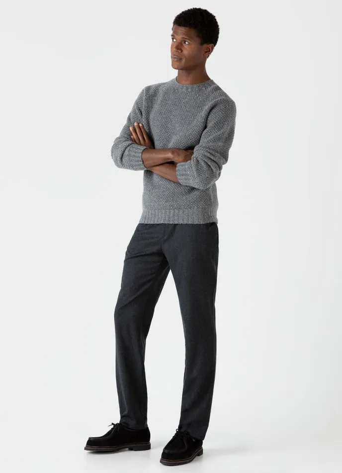 Lambswool Textured Jumper Mid Grey Twist Men SUNSPEL Knitwear