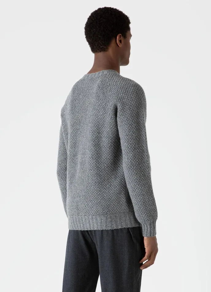 Lambswool Textured Jumper Mid Grey Twist Men SUNSPEL Knitwear