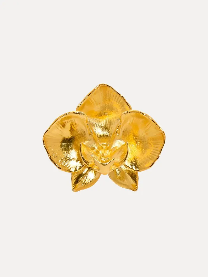Large Orchid Brooch Gold Women Oscar De La Renta Brooches and Hair Accessories Large Orchid Brooch Gold Women Oscar De La Renta Brooches and Hair Accessories
