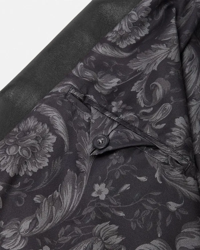 Leather Biker Jacket Black Men Versace Jackets and Coats