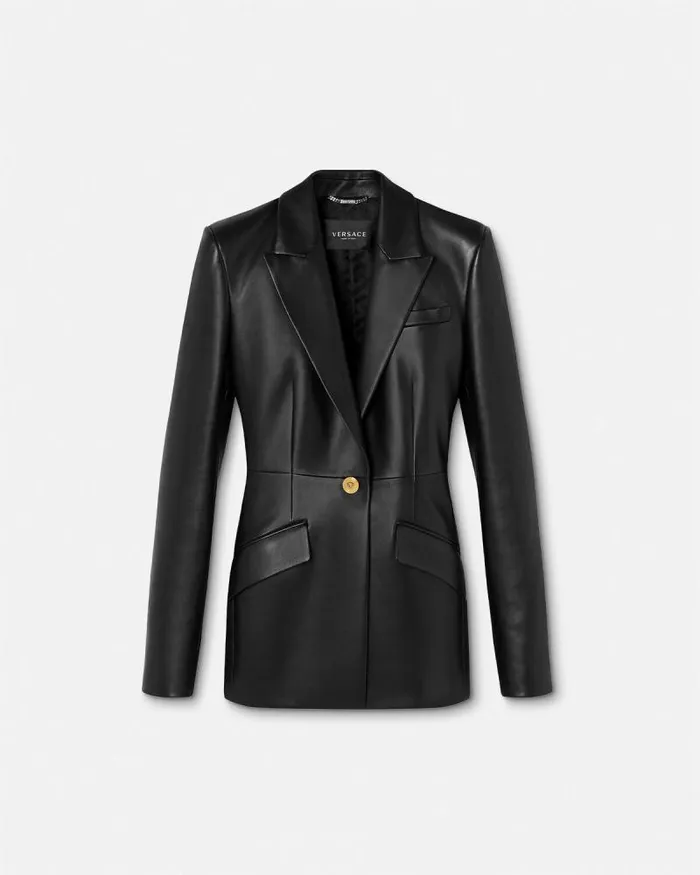 Leather Blazer Black Women Versace Blazer and Jackets