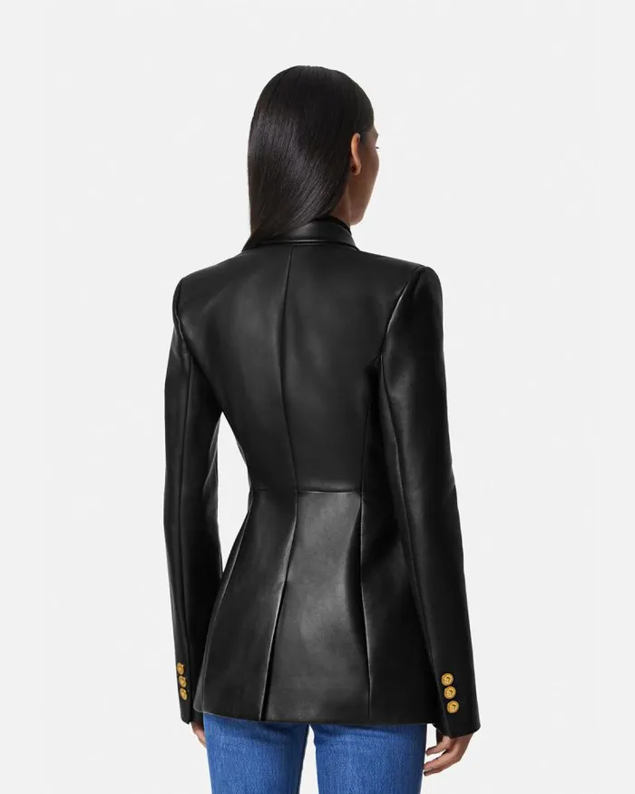 Leather Blazer Black Women Versace Blazer and Jackets