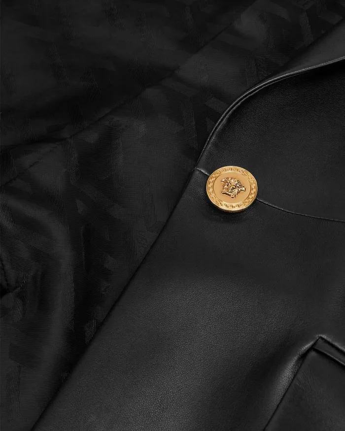 Leather Blazer Black Women Versace Blazer and Jackets