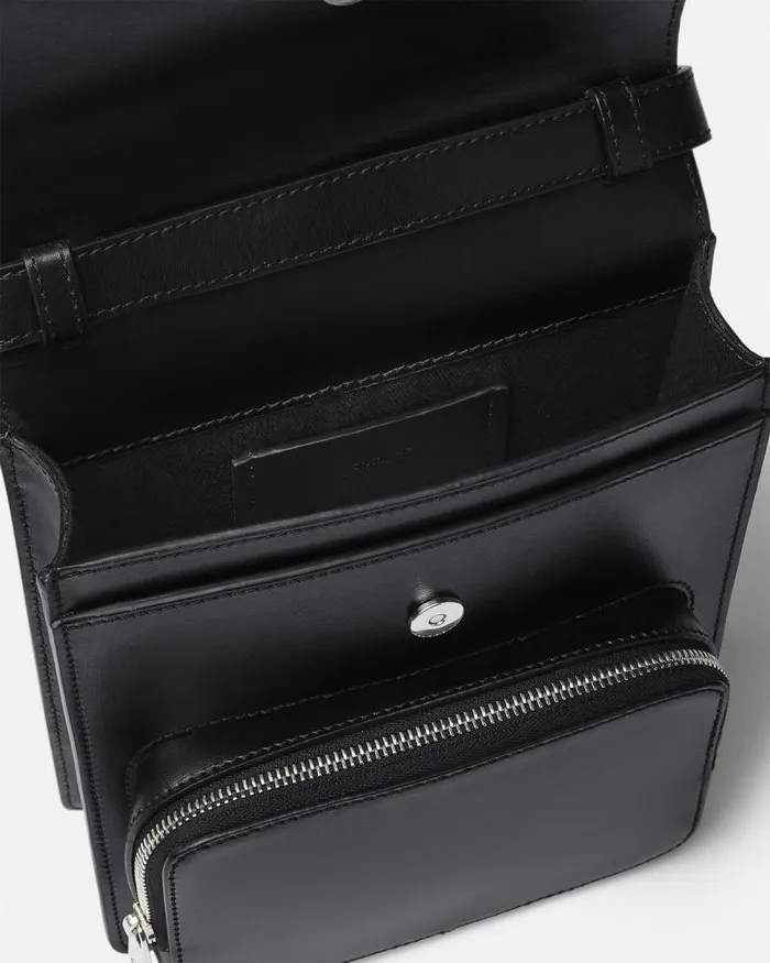 Leather Crossbody Cargo Bag Blacksilver Men Versace Crossbody and Messengers